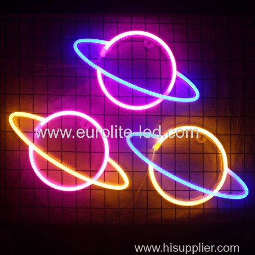 2020 USB Charging Battery Wall Hanging Decorative Planet Shaped LED Neon Lights for Christmas Party Kids Living Room dec
