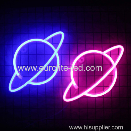 2020 USB Charging Battery Wall Hanging Decorative Planet Shaped LED Neon Lights for Christmas Party Kids Living Room dec