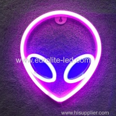 Neon Sign Alien Face Shaped Wall Hanging Lights for Home Children's Room Saucerman Night Lamps Xmas Party Holiday Art De