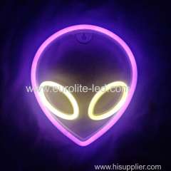 Neon Sign Alien Face Shaped Wall Hanging Lights for Home Children's Room Saucerman Night Lamps Xmas Party Holiday Art De