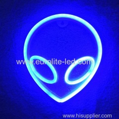 Neon Sign Alien Face Shaped Wall Hanging Lights for Home Children's Room Saucerman Night Lamps Xmas Party Holiday Art De