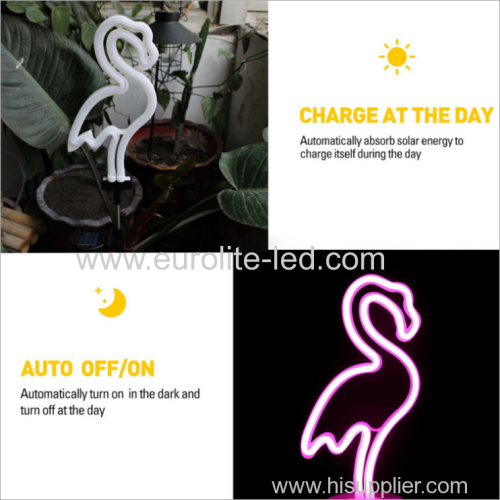 LED Solar Garden Light Simulated Flamingo Lawn Lamp Waterproof Solar Led Lights Outdoor Neon Garden Decoration Landscape