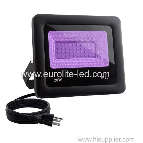 20W IP66 LED UV Floodlight with Plug Perfect for Neon Glow Blacklight Party Stage Lighting Fishing Aquarium