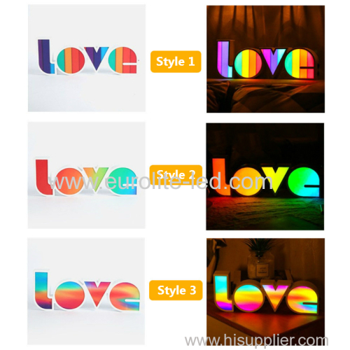 LOVE Alphabet Lights Colorful LED Letter Lamp Decoration Night Light for Party Bedroom Wedding Birthday Christmas Decor