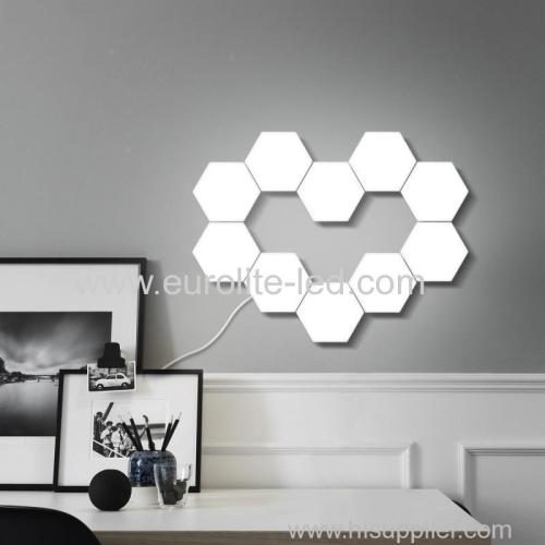 6pcs Creative DIY RGB Quantum Lamp LED Beehive Lamp Modular Touch Sensitive Wall Light with Remote Control