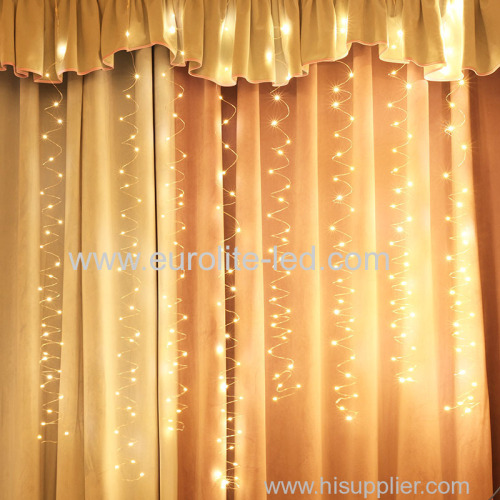 LED Copper Wire Icicle Curtain Lights USB With Remote Fairy Lights String Garland For Wedding Party Curtain Dec