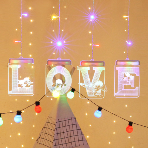 Valentine's Day Led Icicle Romantic Home wall Decor USB Acrylic 3D Curtain String Light high class Party holiday gift li