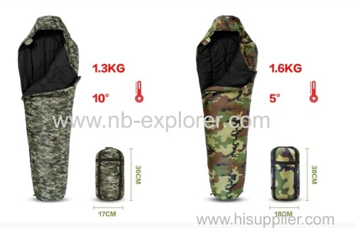 Camo fabric sleeping bag