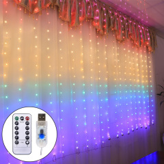 Led 1.5*2 m 210 LEDs Rainbow String Light 8 Function Remote Control For Decoration Curtain String Night Light