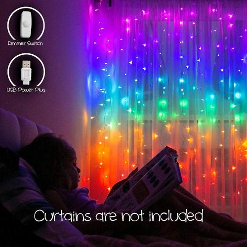 Led 1.5*2 m 210 LEDs Rainbow String Light 8 Function Remote Control For Decoration Curtain String Night Light