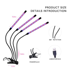 Full Spectrum Phytolamps DC 5V USB with Timer Desktop Clip Phyto Lamps for indoor Plants Flowers VEG seed