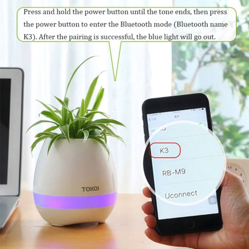 Bluetooth Audio Smart flower Pot touch plant music potted LED lights plastic Vase home decoration accessories toys