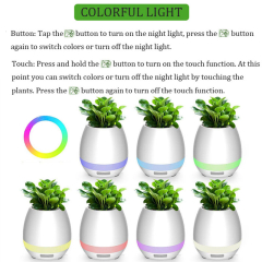 Bluetooth Audio Smart flower Pot touch plant music potted LED lights plastic Vase home decoration accessories toys