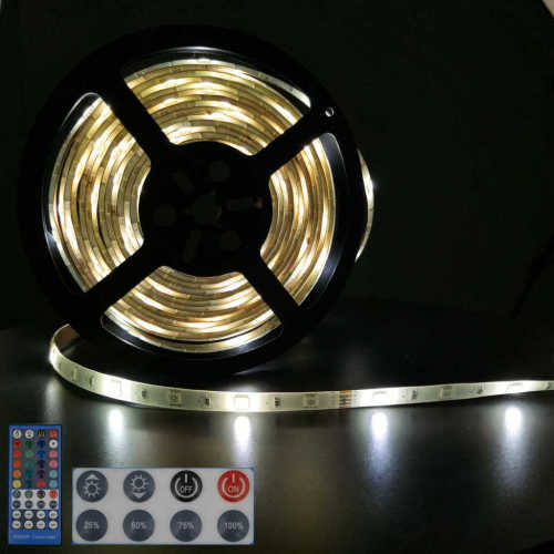 RGB+W 3000K Dimmable Flexible LED Strip Lights with Remote Control
