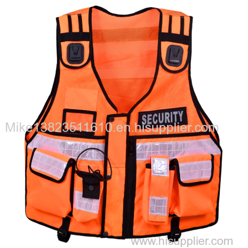 Hi Viz Tactical Vest Security Reflective Safety Vest With for Enforcement CCTV Dog Handler Tac Vest With Multi-pockets