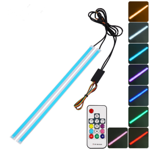 Car LED Daytime Running Lights Modified Ultra-thin Streamer Colorful Remote Control Turn Signal Strip Light