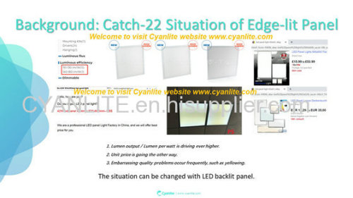 125lm/W 100lm/W LED Backlight Panel for T grid ceiling / metal ceiling / concealed ceiling / gypsum board ceiling