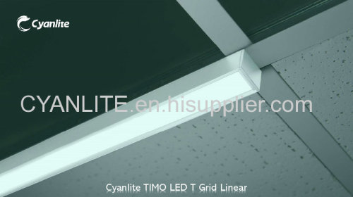 Cyanlite LED T grid linear light TIMO for T15/T24 T bars lay-on ceiling