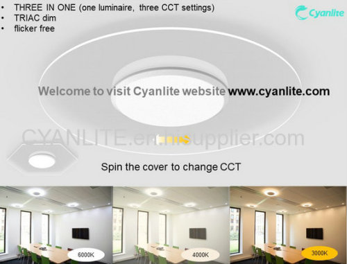 Cyanlite LED ceiling light transparent round hexagon triac dimmable CCT changeable surface mounted stem mounted suspende