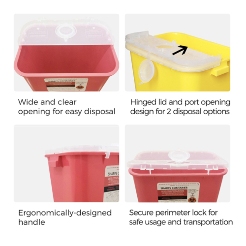 Professional Factory Square Red Sharps Container with Handle Disposal Color Big Chinese