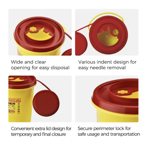 Plastic Box for Biohazarad Safety Medical Containers Syringe Round Sharps High Quality Manufacturer