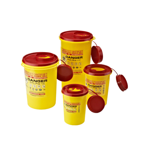 Big Capacity 8L Round Plastic Hospital Sharps Container for Syringe