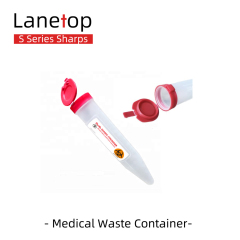 0.1L Half Translucent Medical Sharps Tube with Red Lid