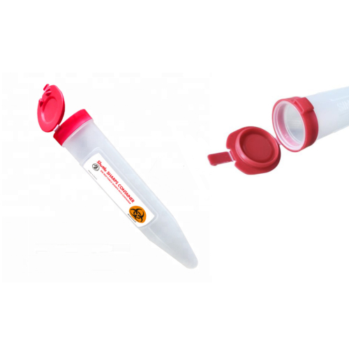 0.1L Half Translucent Medical Sharps Tube with Red Lid