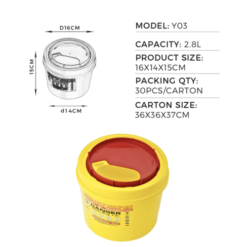 2.8L Biohazard Medical Container with Round Shape and Puncture Resistant