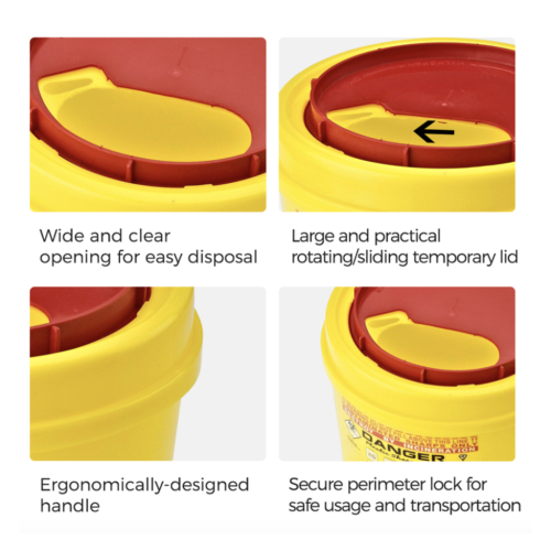 2.8L Biohazard Medical Container with Round Shape and Puncture Resistant