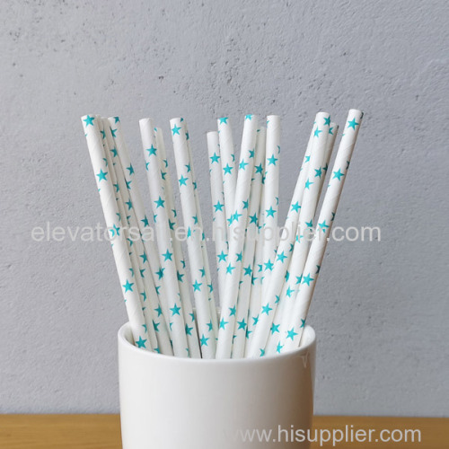 Blue Star Pattern Drinking Paper Straws