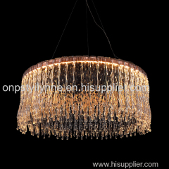 Indoor glass pendant lamps living room bedroom led crystal chandeliers square hanging lamp