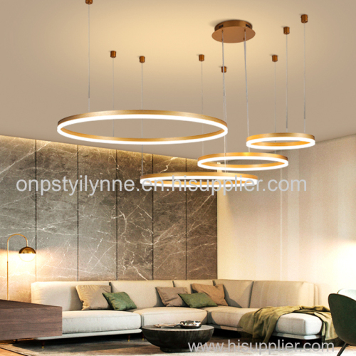 Decorative circular aluminum nordic modern gold kitchen dining room indoor led round hanging ring pendant light