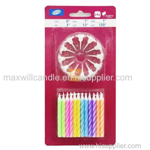 Cheap Price 24 Pieces Birthday Cake Spiral Candles With Holders For Party