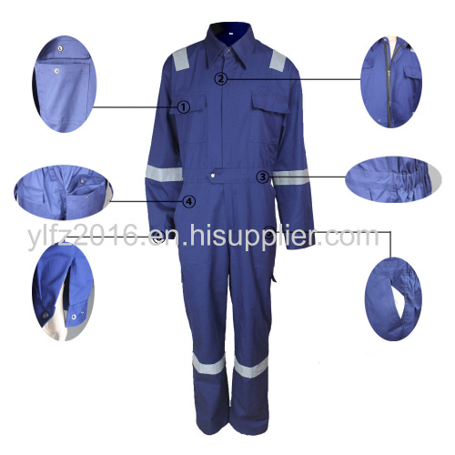 Customized OEM EN11612 Navy Blue Fire Resistant Oil Resistant Coveralls