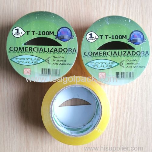 48mmx100M BOPP Carton Sealing Packing Tape Transparent Yellow