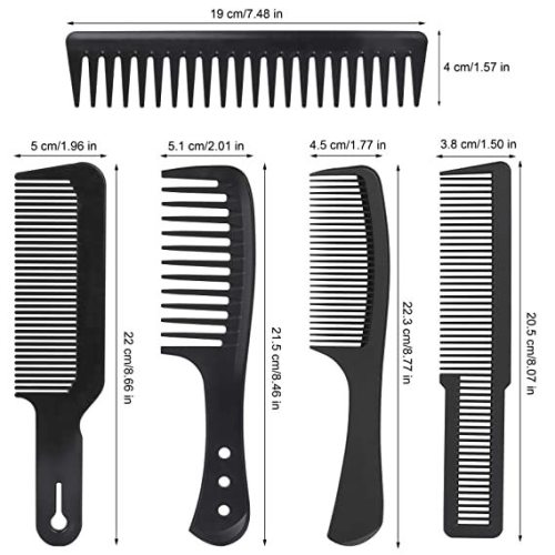 5 Pcs Black Carbon Wide Tooth Comb