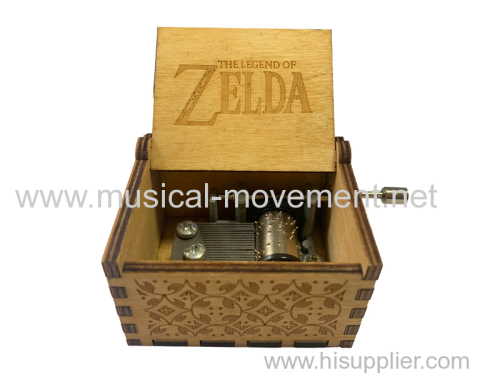 CUSTOMZIED WOOD CARVING MUSIC BOX HAND CRANK