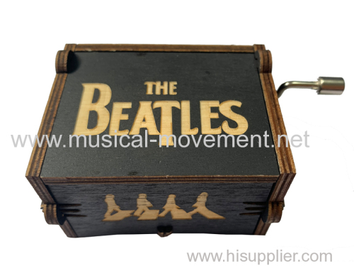 CUSTOMZIED WOOD CARVING MUSIC BOX HAND CRANK