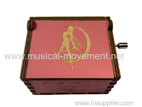 CUSTOMZIED WOOD CARVING MUSIC BOX HAND CRANK