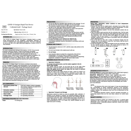 CE Marked PCR Antigen Ag Swab Rapid Test Card