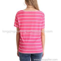 Women's Stripe V Neck Tee Top