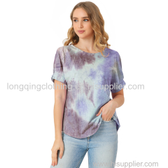 Women's Tie Dye Puff Sleeve Tee Top