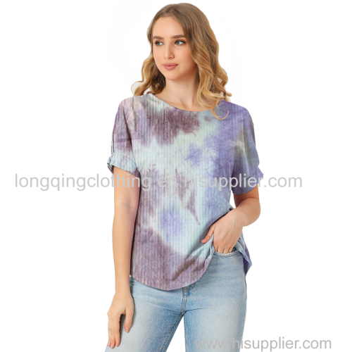 Women's Tie Dye Puff Sleeve Tee Top