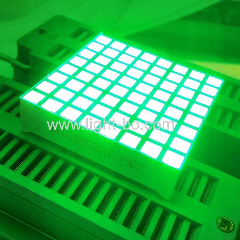 verde puro 8 * 8 matriz de pontos quadrada LED display ânodo de linha para indicador de posição
