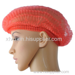 Disposable Non woven strip clip cap bouffant head cover Hair Net surgical doctor hat Round mob cap