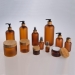 Bamboo lotion cosmetic packaging 60ml 120ml 250ml 500ml frosted amber boston round plastic PET bottle
