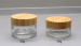 Eco friendly 50g clear glass jar with bamboo lid for cosmetic cream jar on Sale in stock