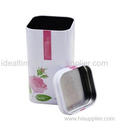 Sqare FlowerTea Tin Box Manufacturer