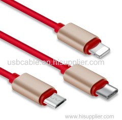 cable One with three fast charging 3A data cable Three in one USB charging cable factory wholesale